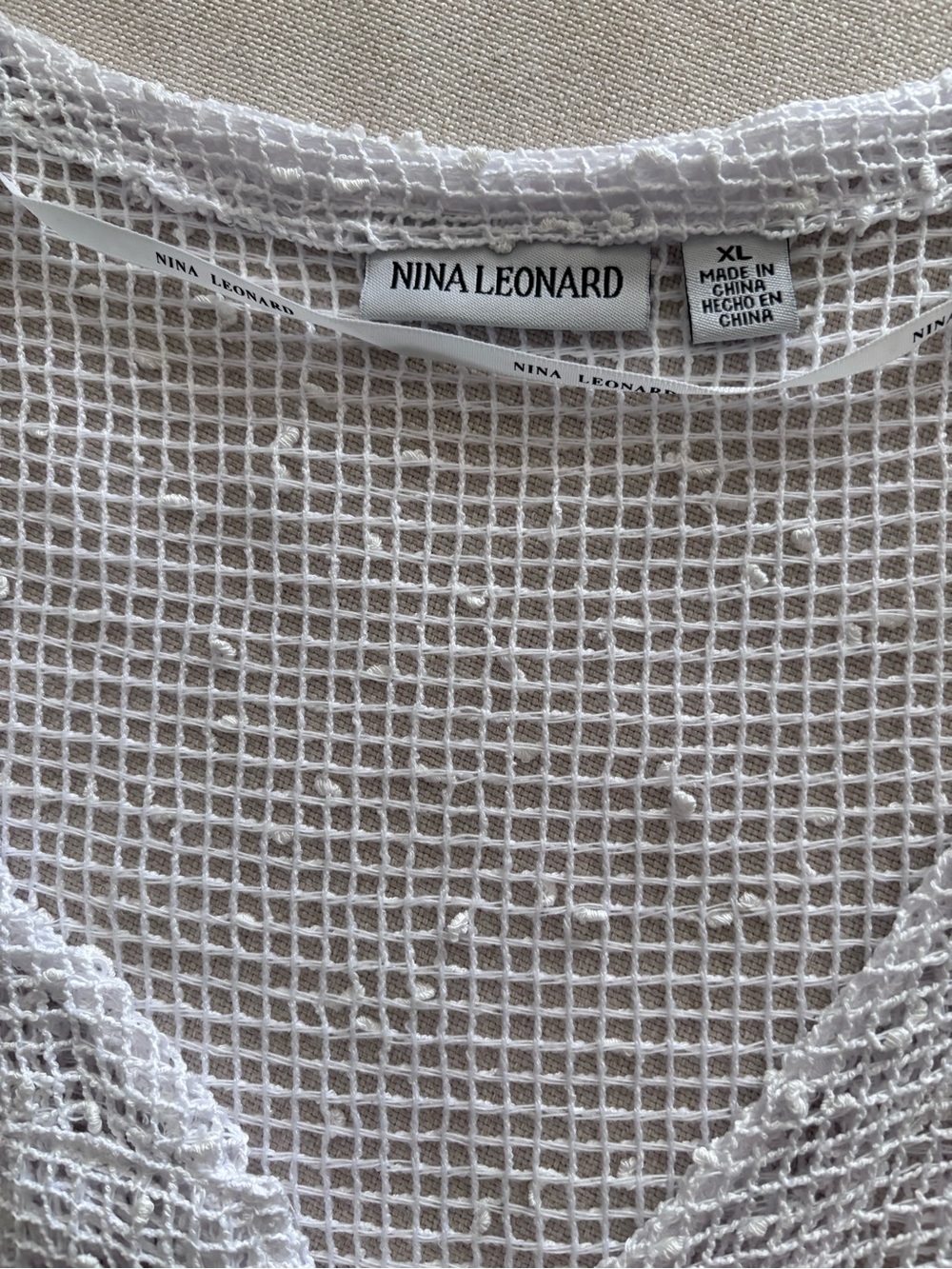 Nina Leonard White Mesh Tank Bandeau Top